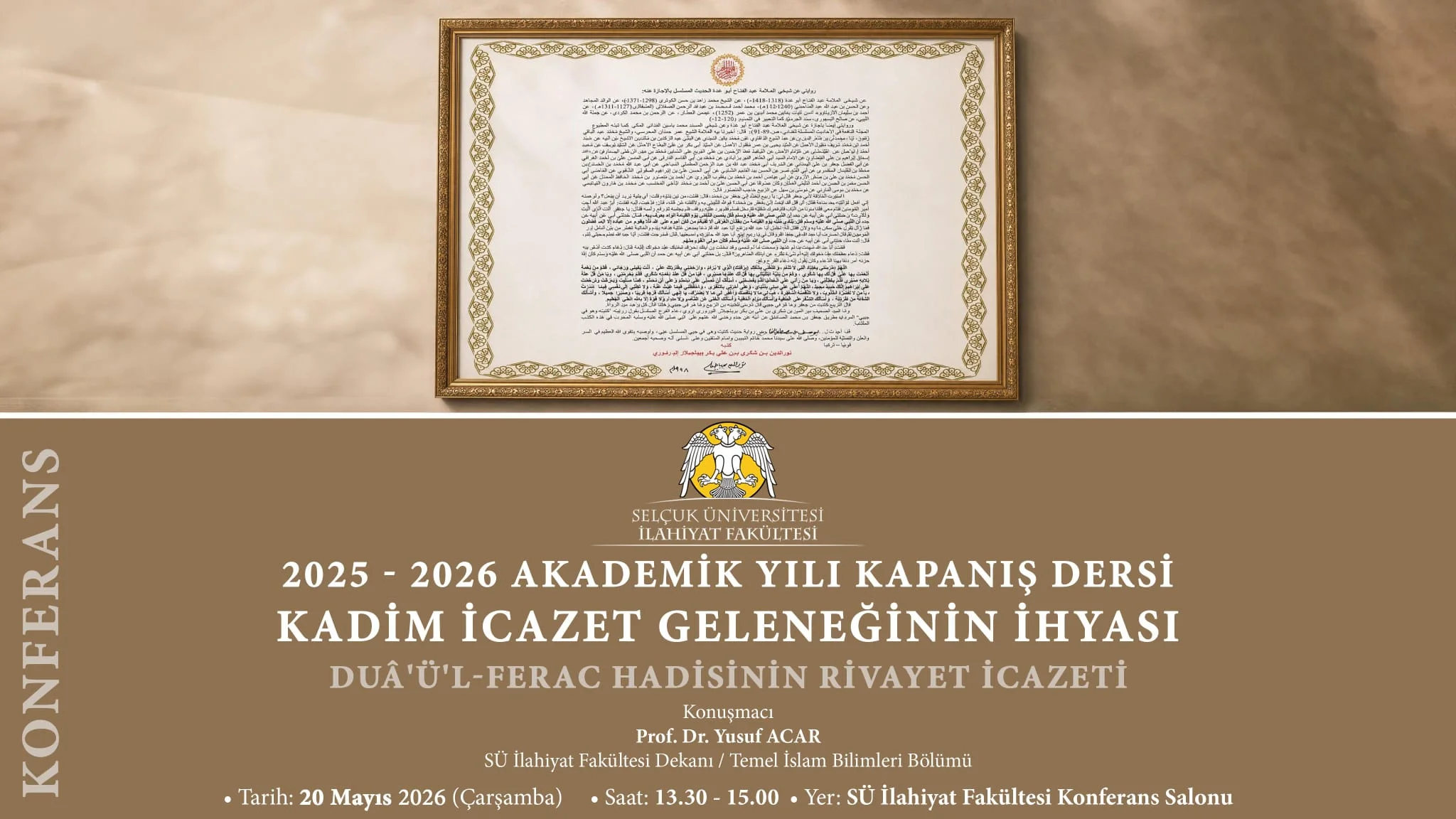 2025-2026 Akademik Yılı Kapanış Dersi Kadim İcazet Geleneğinin İhyası